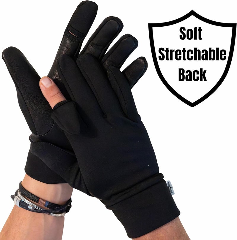 REVOLUTION RANGE Hunting & Rifle Shooting Gloves with Open Index Trigger Finger Flip | Genuine Leather Palm Grip | for Outdoor Tactical Sports | Airsoft Paintball Trap Skeet Clay Shooting - Image 3